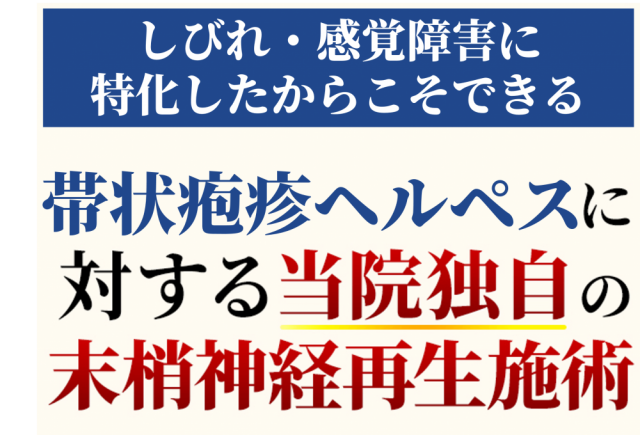 帯状疱疹ヘルペスに対する末梢神経再生施術